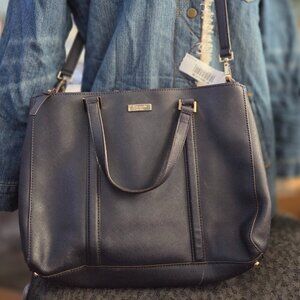 Kate Spade Saffiano Leather Satchel Crossbody | Black Designer Purse